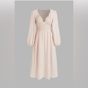 Elegant Cream Lace Midi Dress